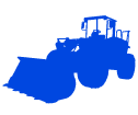 A blue tractor is shown on the ground.